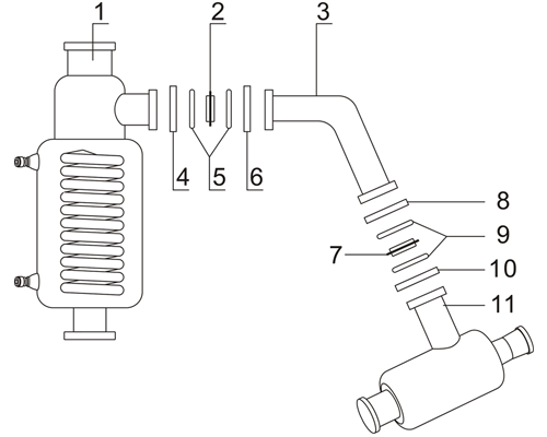 Auxiliary condenser and three-way flask installation drawing