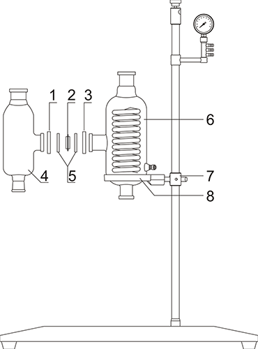 Auxiliary condenser and three-way flask installation drawing